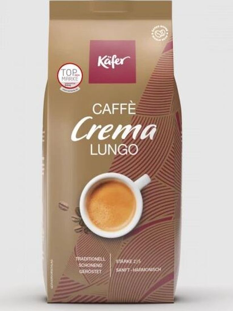 A bag of Käfer Caffè Crema Lungo coffee beans.