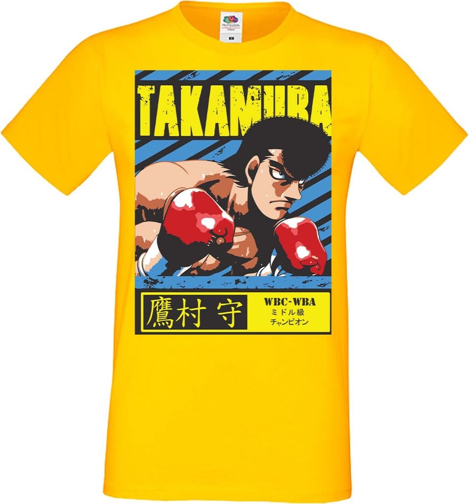 Herren T-Shirt Manga Anime Hajime No Ippo Mamoru Takamura Mamoru Takamura, Man M / Gelb