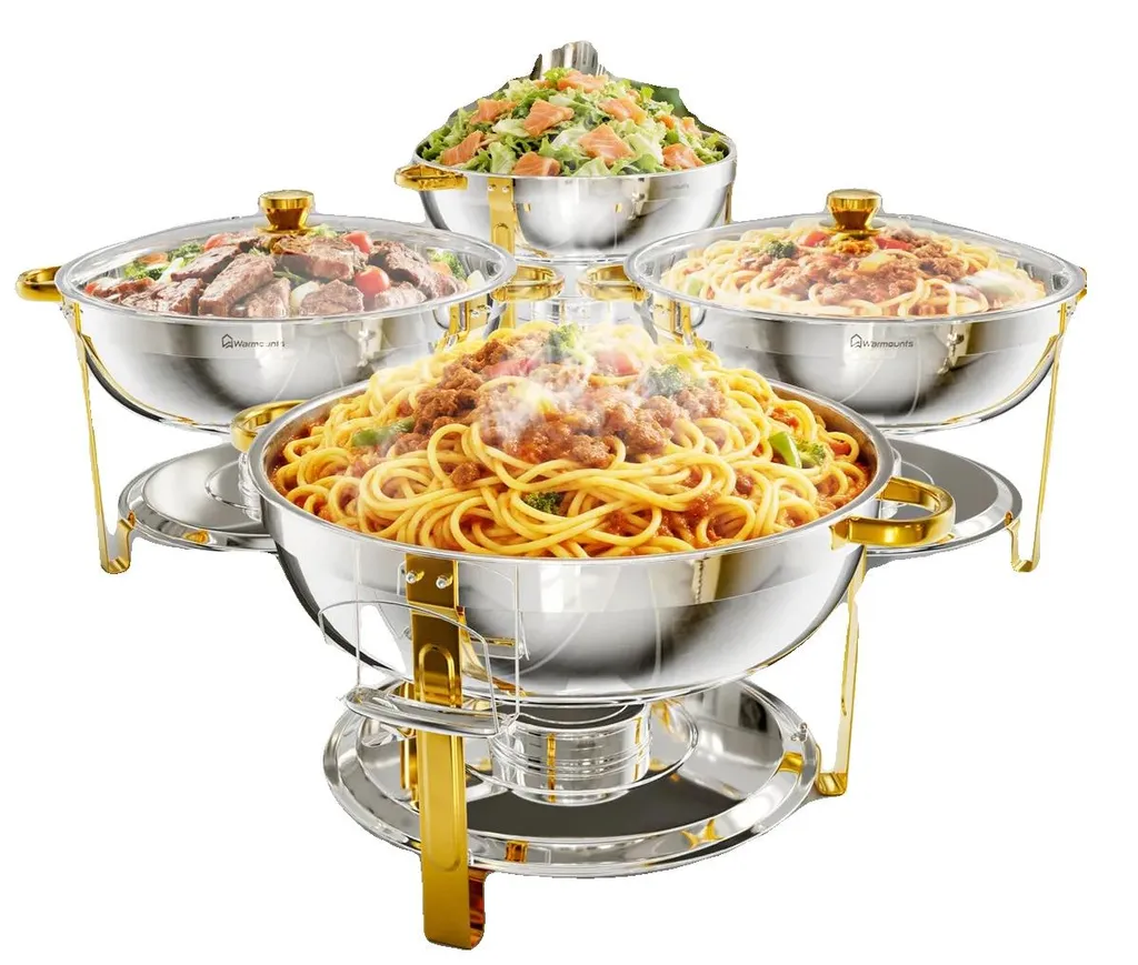Chafing Dish Anti-Brûlure 8L : Gardez vos Plats Chauds - Pack de 4 Inox
