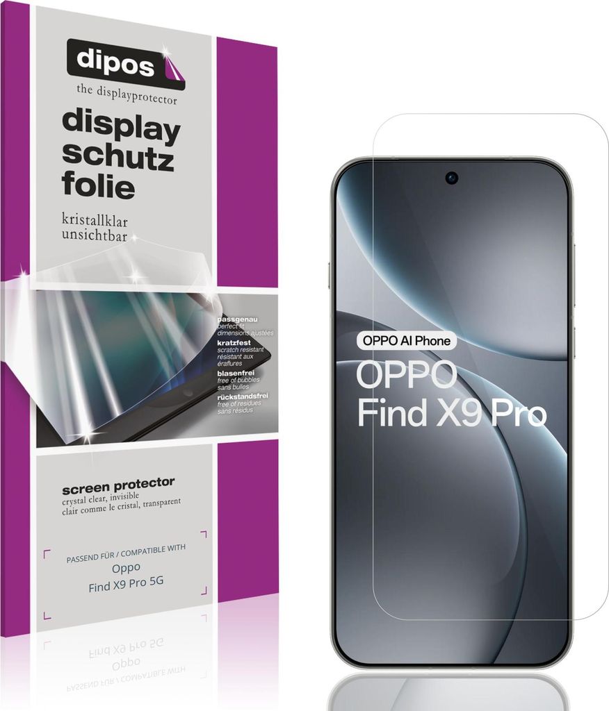 4x Schutzfolie für Oppo Find X9 Pro 5G klar Displayschutzfolie Folie Display Schutz dipos