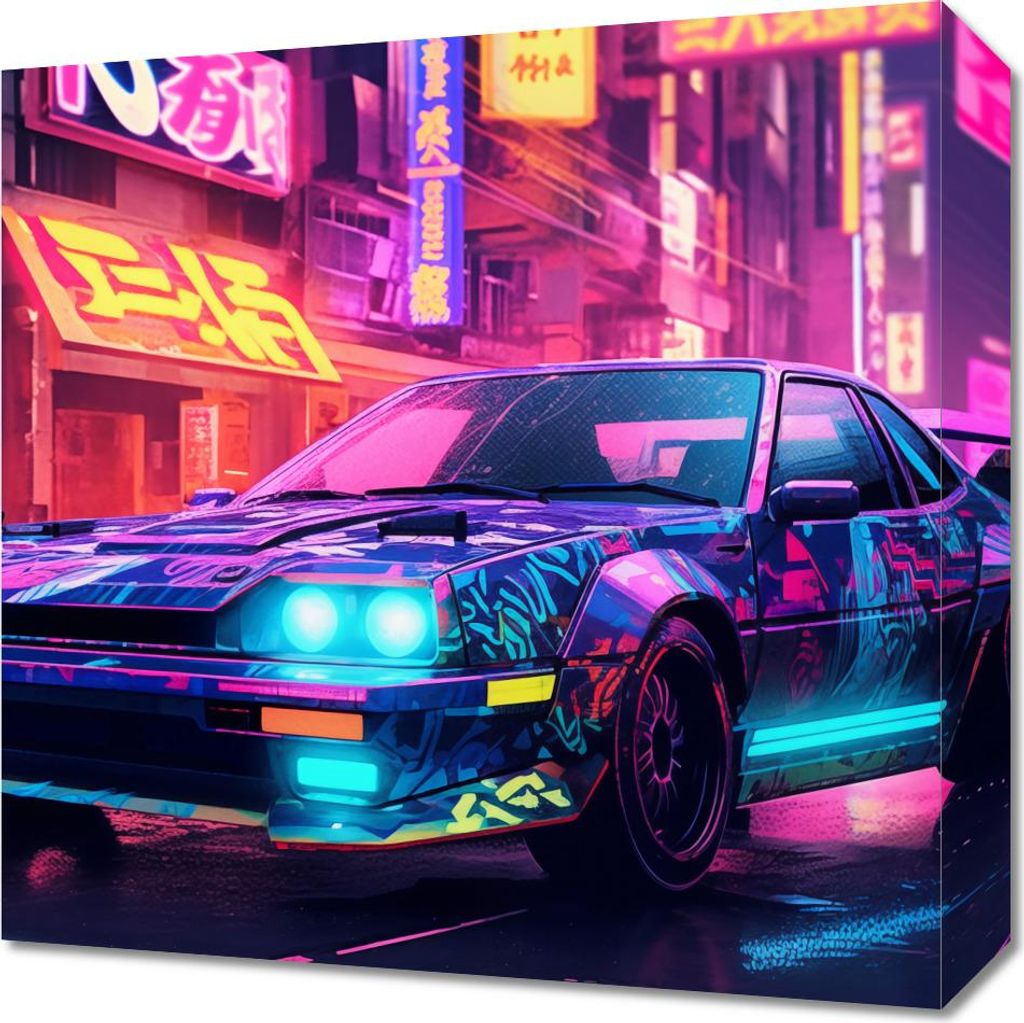 Bild 40x40cm Nächtliche Fahrt in Neo-Tokio