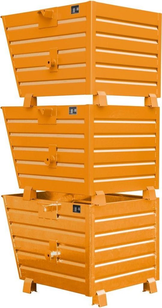 Stapel-Muldenkippbehälter, Volumen 0,55 cbm, LxBxH 1000x800x900 mm, Traglast 1000 kg, RAL 2000 gelborange