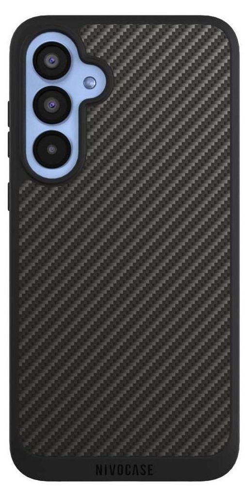 NIVOCASE Handyhülle für Samsung Galaxy A55 5G Hülle NIVOpure Case Schwarz Carbon Metallic Look Muster