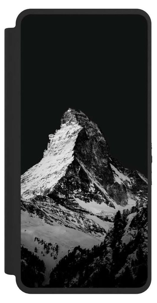 NIVOCASE Klapphülle für Samsung Galaxy S26 Ultra Handyhülle aus Kunst Leder NIVOflip schwarz Alpspitze Berg Schnee