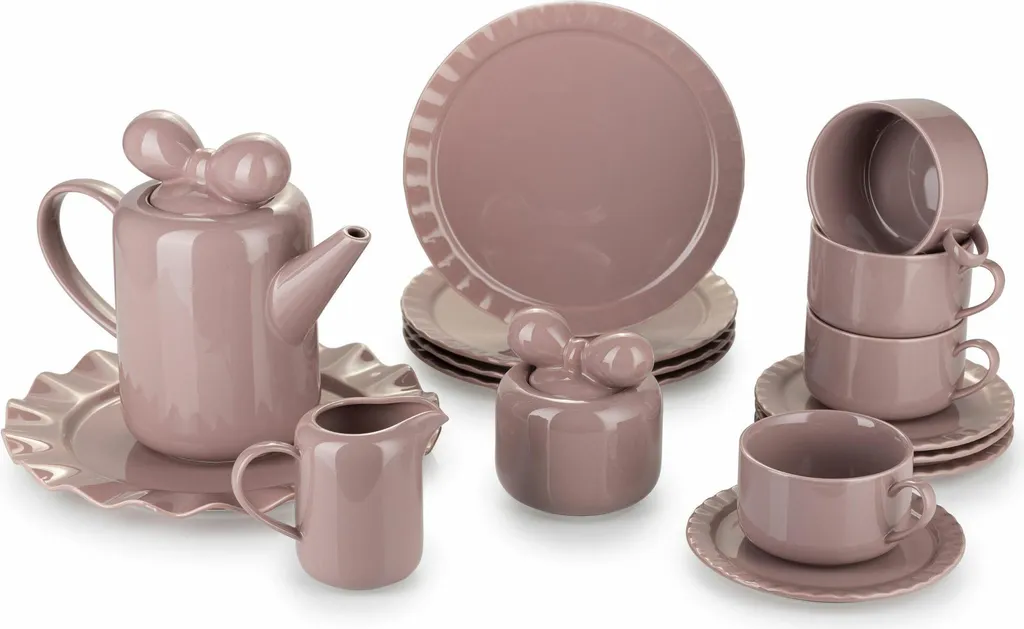 HowHomely Sofia Rosa Stoviglie Caffè - Design Minimal 12 Pezzi Chic