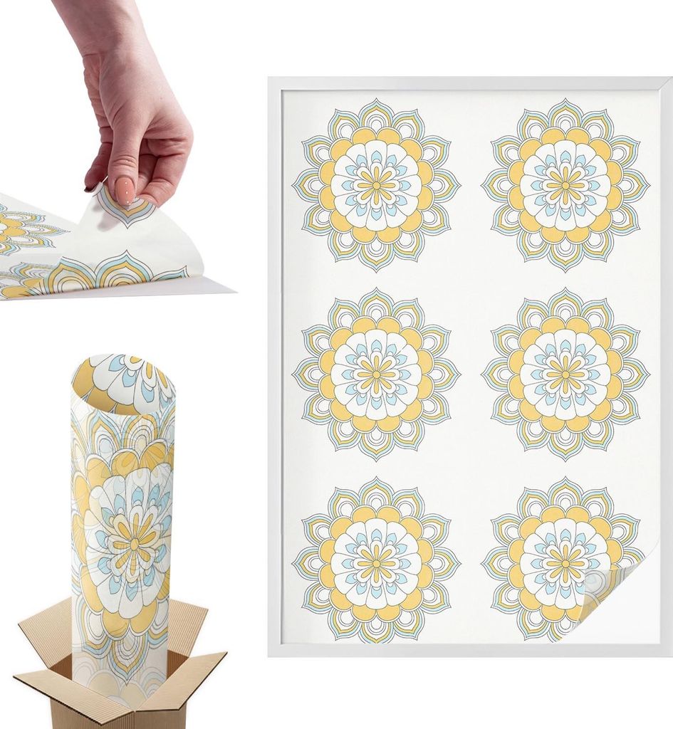 Sichtschutzfolie – 146x100 cm – Buntglas / Stained-Glass Design – blickdicht & dekorativ – selbstklebende Glasdekorfolie – UV-Schutz, ein...