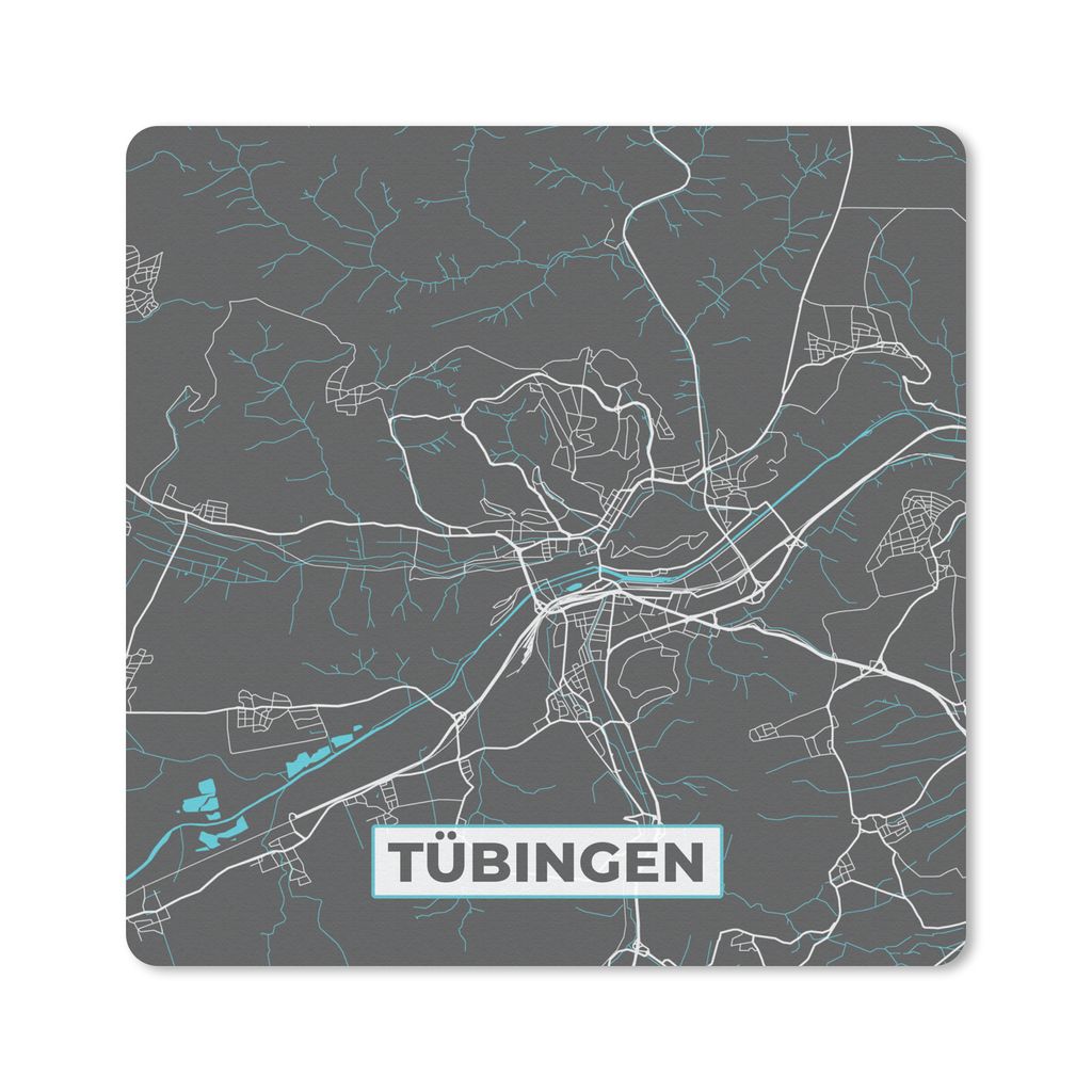 MuchoWow Mauspad Mousepad Blau - Deutschland - Karte - Stadtplan - Tübingen 20x20 cm - Mousepads - Maus Mat - Pad - Mausunterlage - Desk Mat - B...