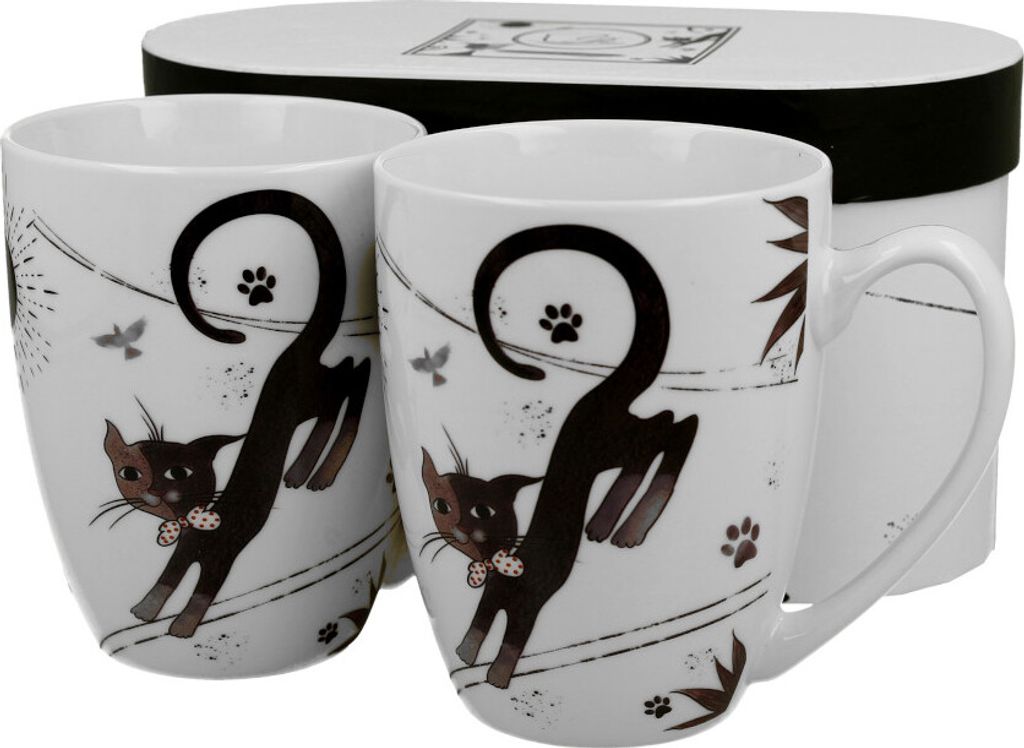 DUO ANIMALS 2er-Set Becher 380 ml CHARMING CATS New Bone China Porzellan