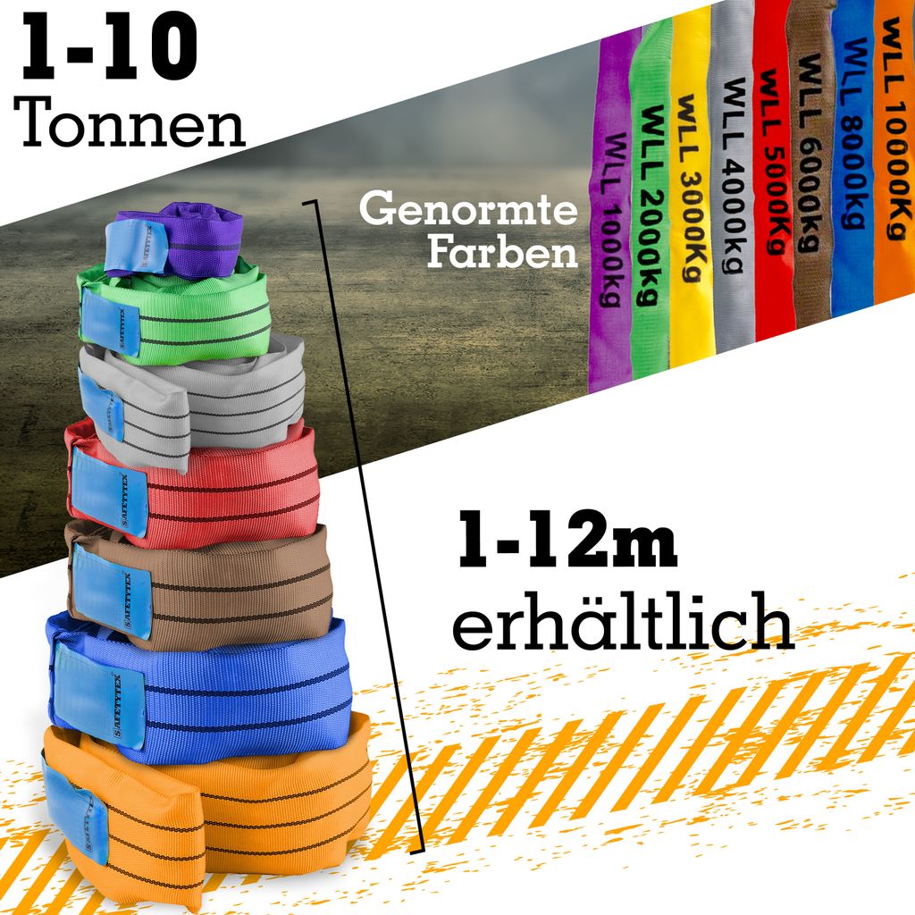 Produktbild von Rundschlinge 10.000 Kg – 12 M Umfang, 6 M Nutzlänge, Polyester, Orange (EN 1492-2)