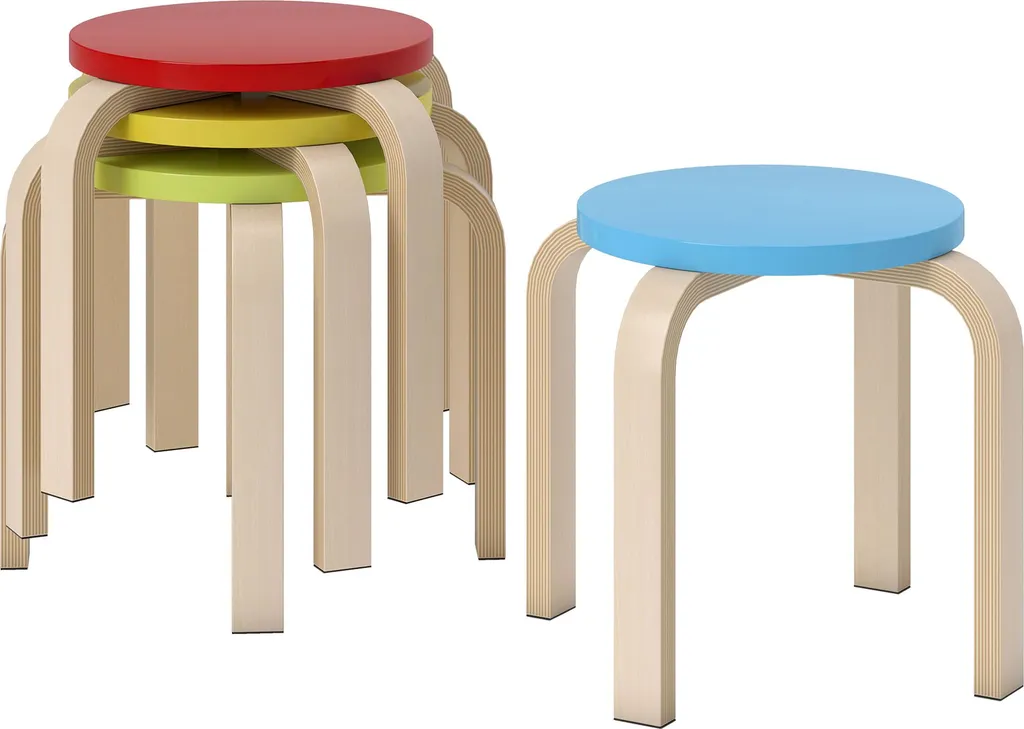 Tabouret Bas Multicolore en Bois HOMCOM Style Patchwork 36 x 36 cm