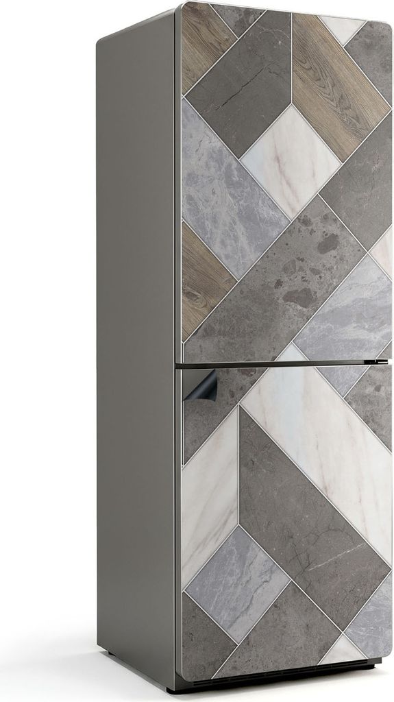 Geometrisches Muster mit Kacheln – Magnetische Kühlschrank Abdeckung – Dekorfolie magnetisch Küche – Kühlschrank Magnet Deko – selbstkle...