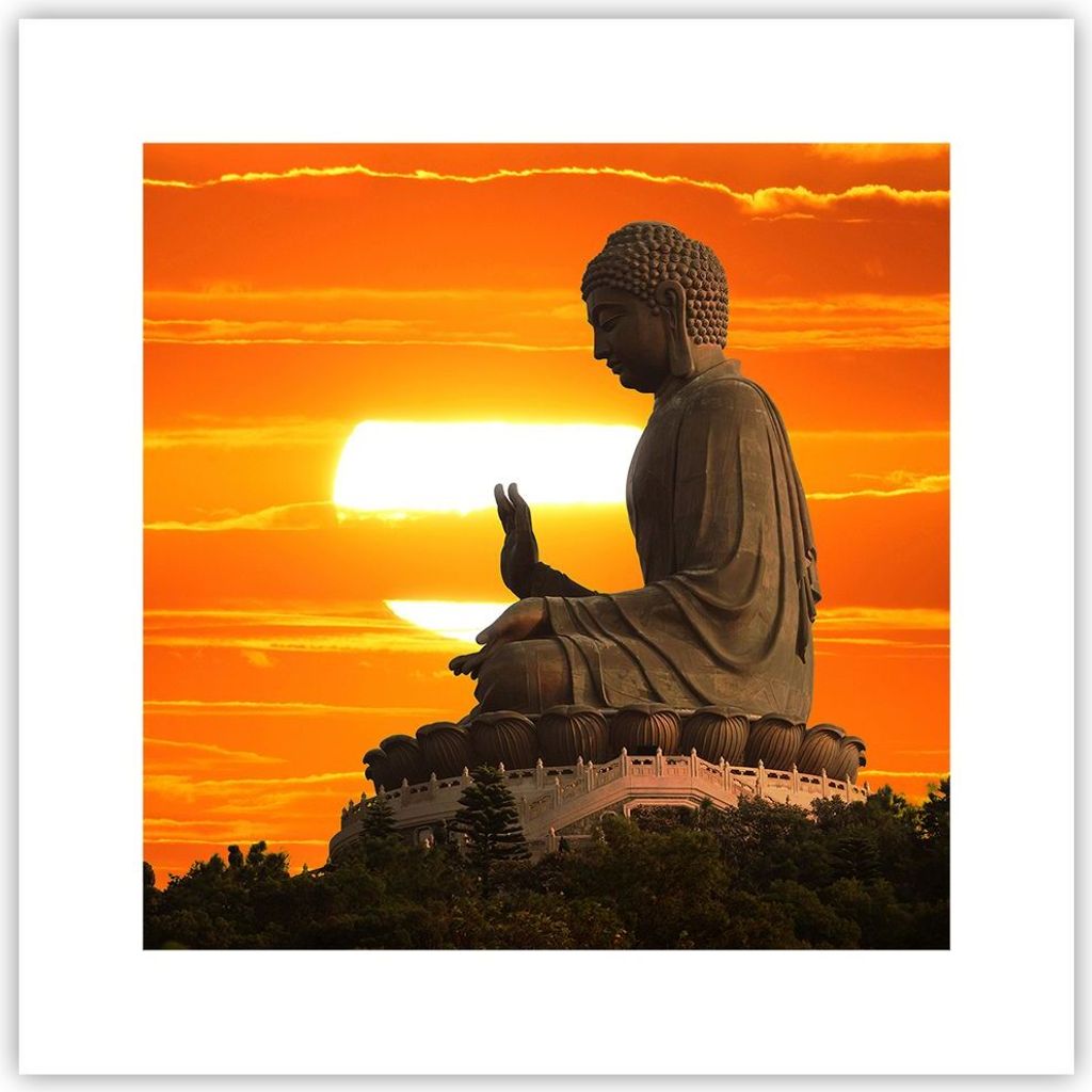 Poster - Poster ohne Rahmen - tempel buddha - 30x30 cm - Wand Bild - Wanddeko - Wandbilder - Kunstposter - Wandposter - Bilder - Kunstdruck - Wandd...