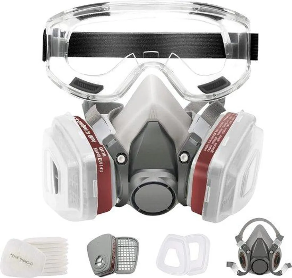 Protection faciale avec filtres interchangeables et lunettes de sécurité