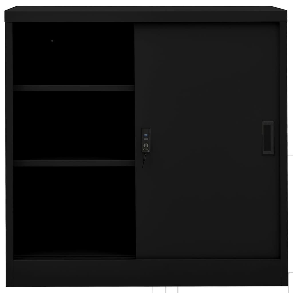 "Winter Sale" Kommoden - Schwarz Büroschrank mit Schiebetür Schwarz 90x40x90cm Stahl DE1851700