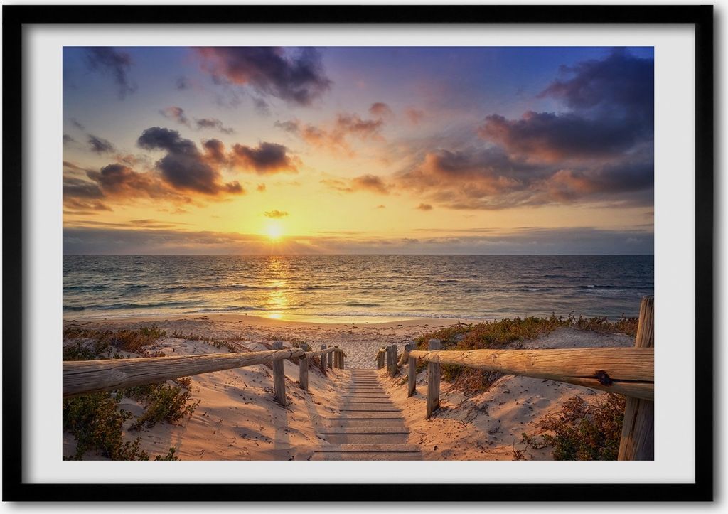 Bild - Bilderrahmen - 100 cm x 70 cm - MDF - Rahmen - Foto - Wandkunst Der Weg zum Strand