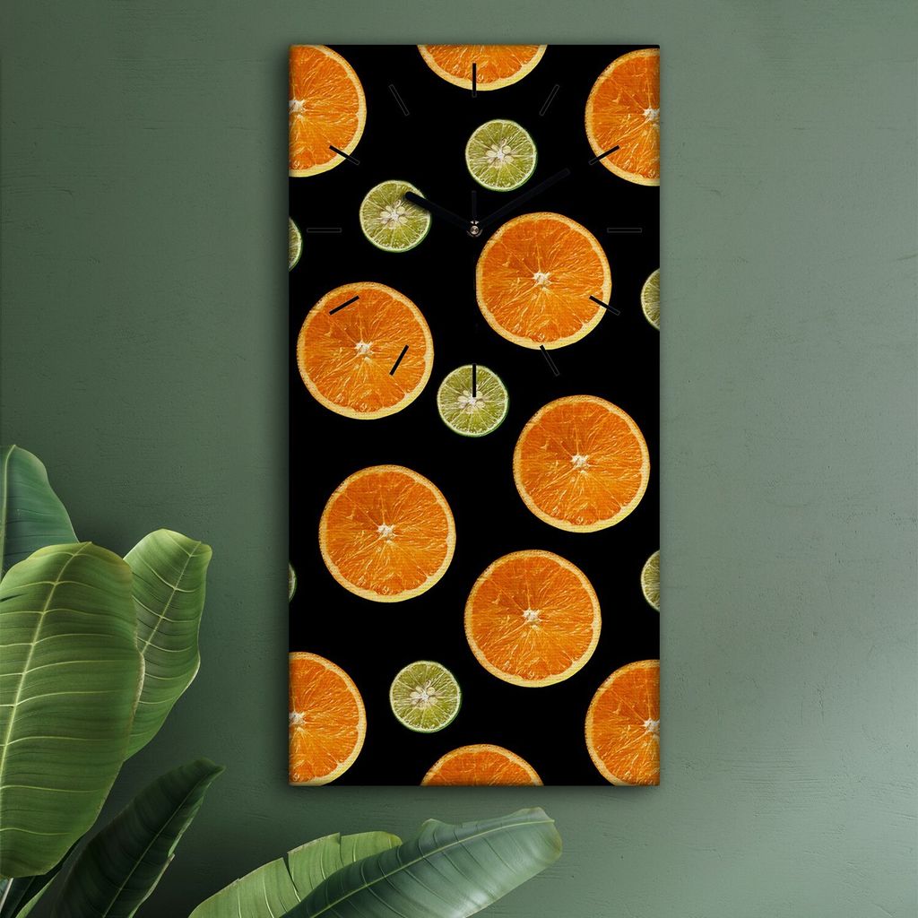 Wohnzimmer Leinwand Uhr Geräuschlos Küche 30x60 Farbige, Früchte, Motive, schwarze Zeiger