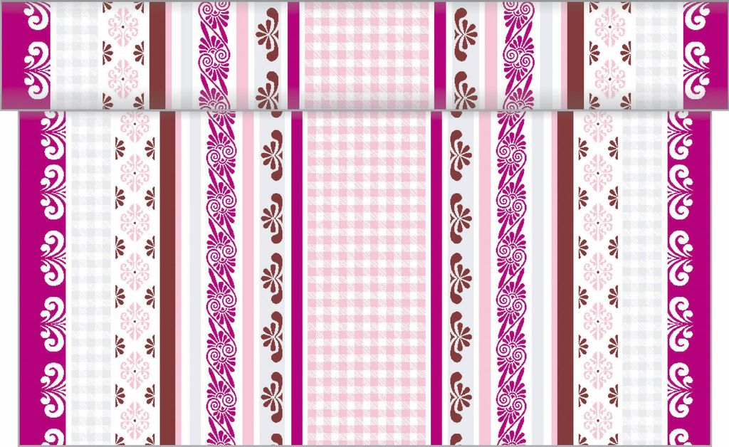 Sovie HOME Tischläufer Jule in Braun-Rosa aus Linclass Airlaid 40 cm x 4,80 m, 1 Stück - Ornamente