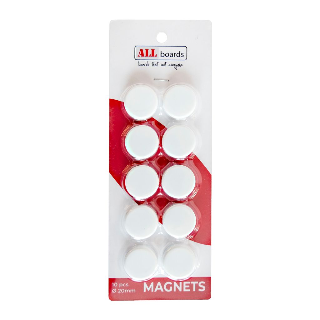 ALLboards Magnete 10 Stück, Rund Weiß 20mm