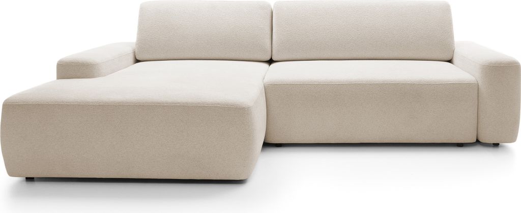 DomoHome Sofa BOULI 4-Sitzer Mit Raven-Stoff,Integrierte Schlaffunktion 130x210cm,Lichtechtheit,Freistehend,Bettzeugbehälter,264x162x82cm,Linke-Se...