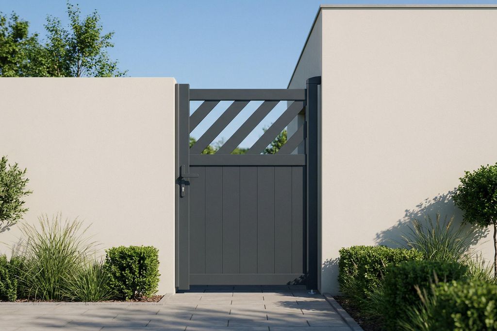 Tor, verstellbar in der Breite 1 m, HELMIS H. 140 cm, graues Aluminium