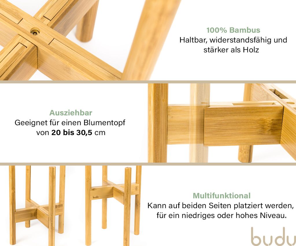 Budu Blumenständer Holz - Bambus Pflanzenständer Holz - Produktbild 3