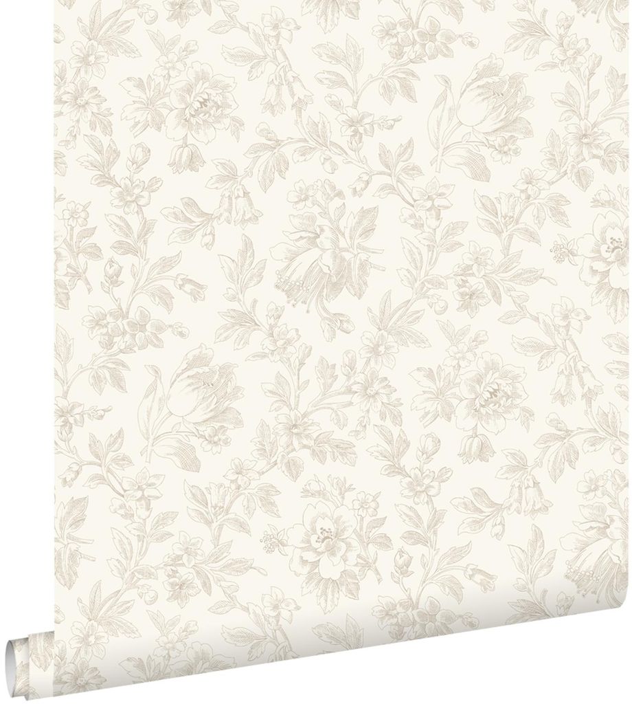 ESTAhome Tapete eleganten Blumen Beige 50 x 900 cm