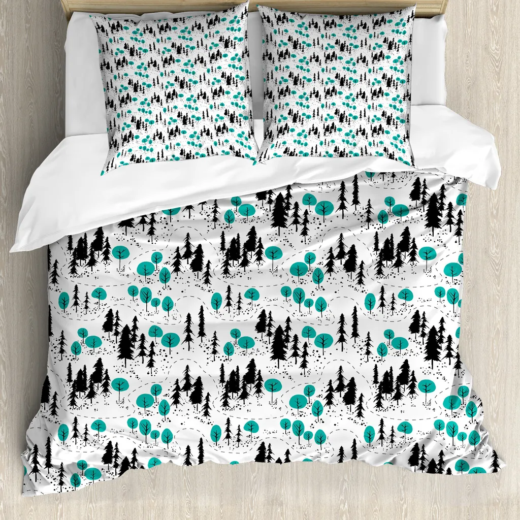Ensemble de literie 1 personne avec housse de couette motif forêt