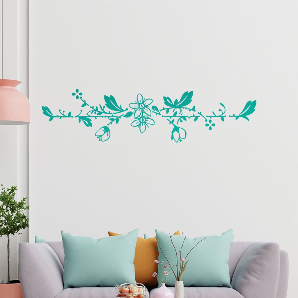 Blumenranke - Linien Wandtattoo in 6 Größen - Wandaufkleber Wall Sticker - Dekoration, Küche, Wohnzimmer, Schlafzimmer, Badezimmer