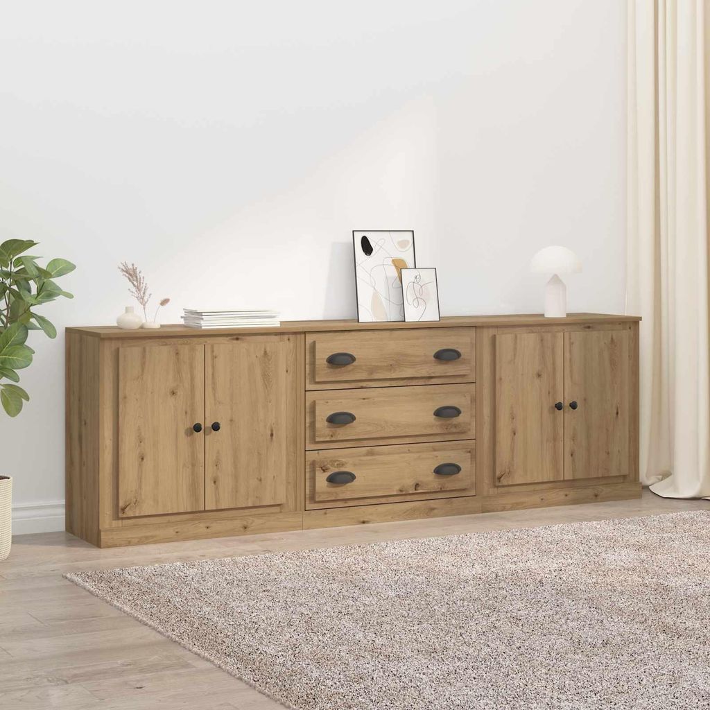 vidaXL Sideboards 3 pcs Artisan-Eiche 210 x 35,5 x 67,5 cm