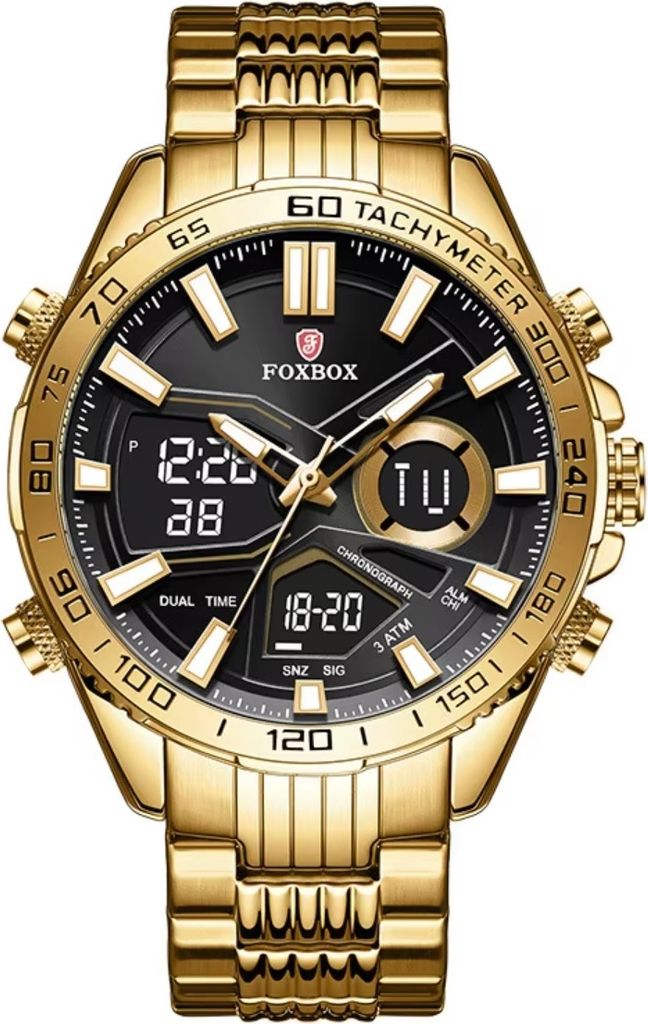 Herrenuhr FOXBOX LU-34965 in Gold/Schwarz - Eleganz und Funktionalität KP34965