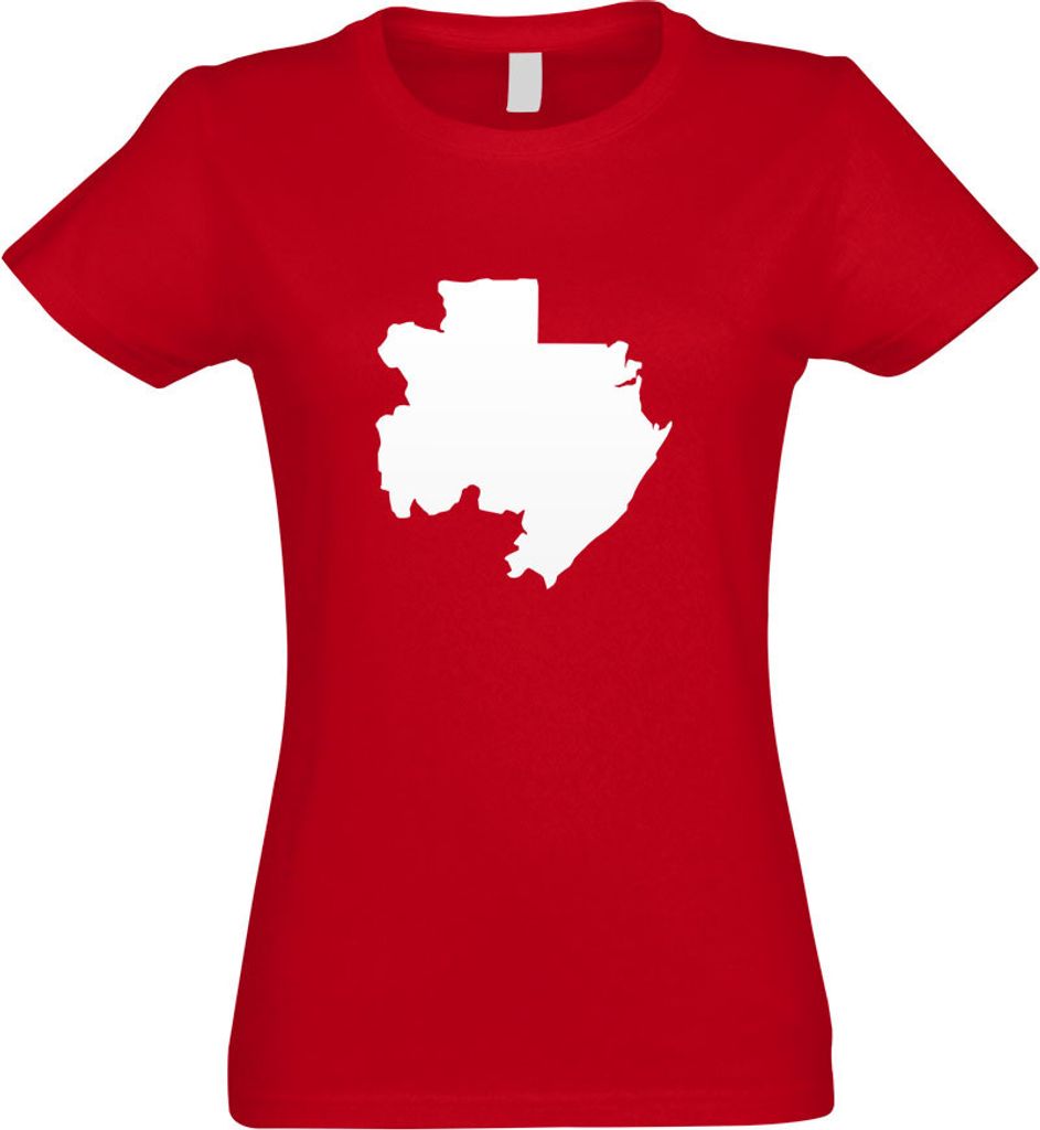 Kiwistar - T-Shirt tailliert - Damen - rot - Gabun Umriss Kontur - mit Motiv Bedruckt - Funshirt Design - Sport - Freizeit - Damen - S