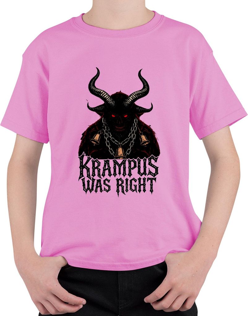 Krampus Was Right Weihnachtsgeschenk Horror Gothic düster Retro Uni Kinder T-Shirt, Pink, 128