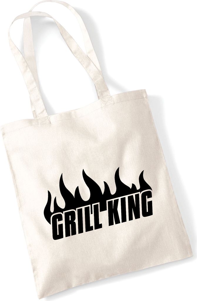 Huuraa Jutebeutel Grill King Flammen 10 Liter Natural Baumwolle Tasche Geschenkidee