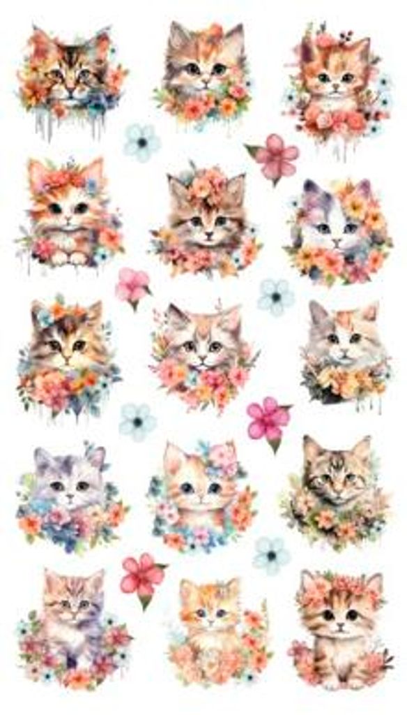 Ministicker Watercolor Cute Cats 34-tlg.