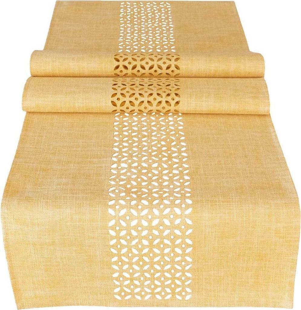 Tischläufer Durchbrochene Ornamente gelb 40x140 cm