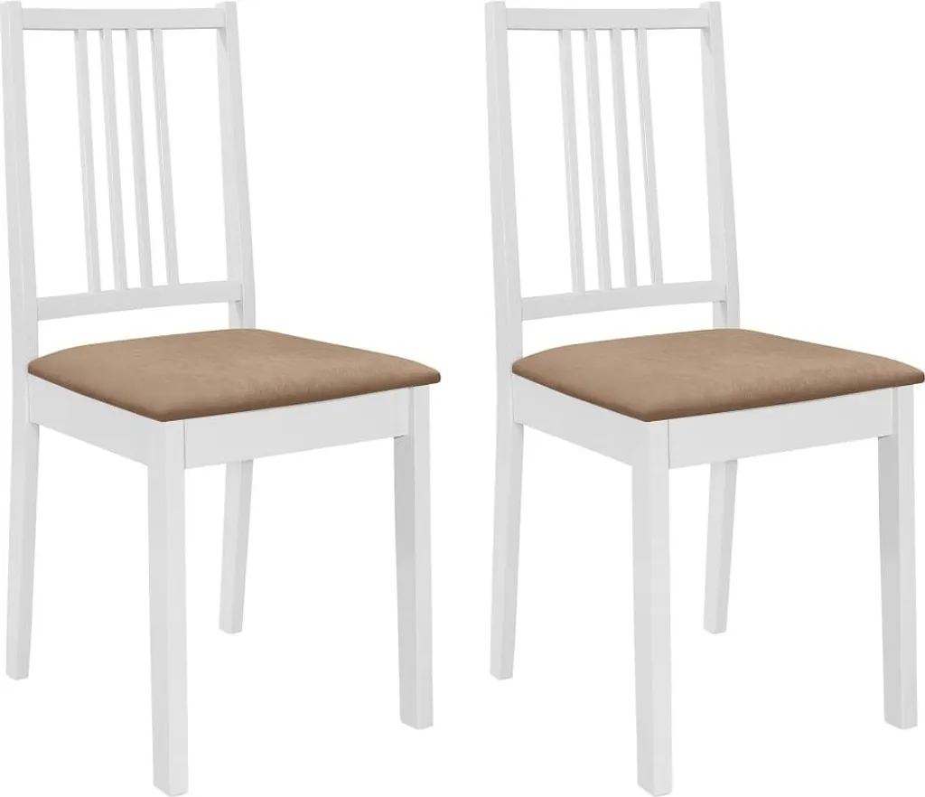 Sedie da Cucina in Legno Massiccio Bianco | Set 2 Pezzi Comode e Robuste