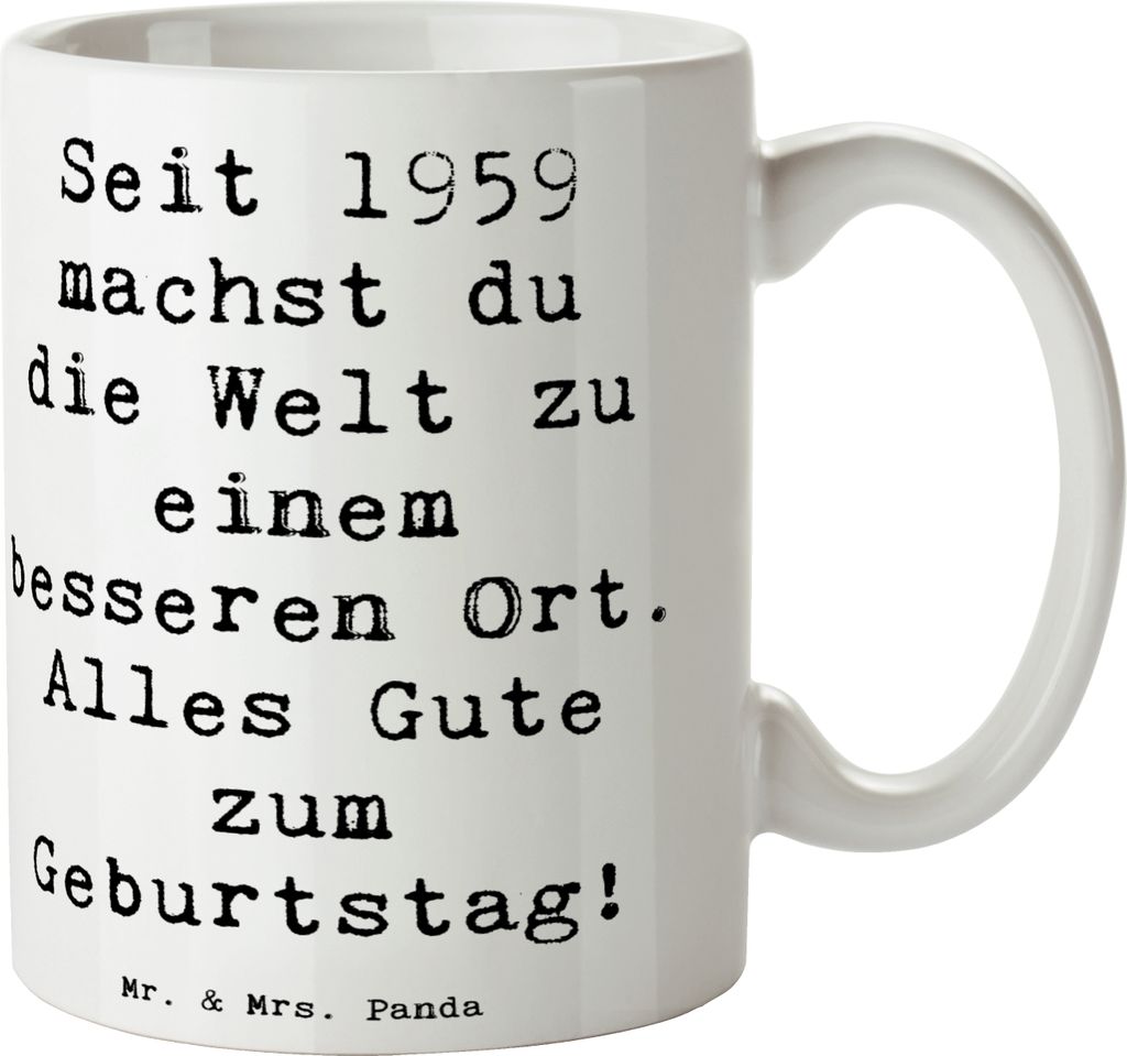 Mr. & Mrs. Panda Kaffeetasse Spruch 1959 Geburtstag - Weiß Produktbild 