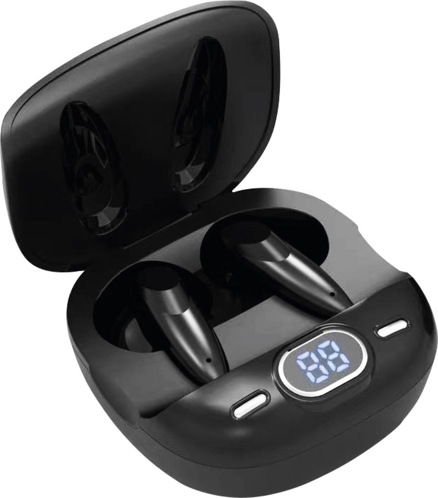Moodix Bluetooth Ohrhörer, Kabellos mit LCD-Anzeige – Ohrhörer mit Mikrofon und Smart-Touch-Steuerung, Für Android & iOS, Schwarz