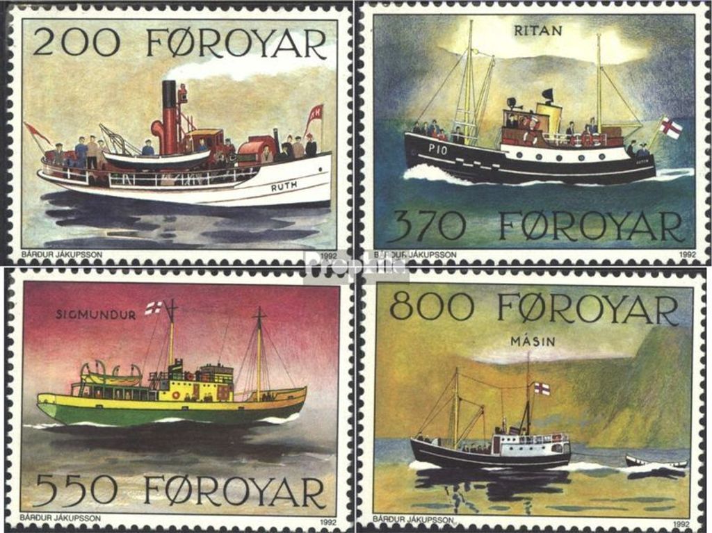 Briefmarken Dänemark - Färöer 1992 Mi 227-230 (kompl.Ausg.) gestempelt Postschiffe