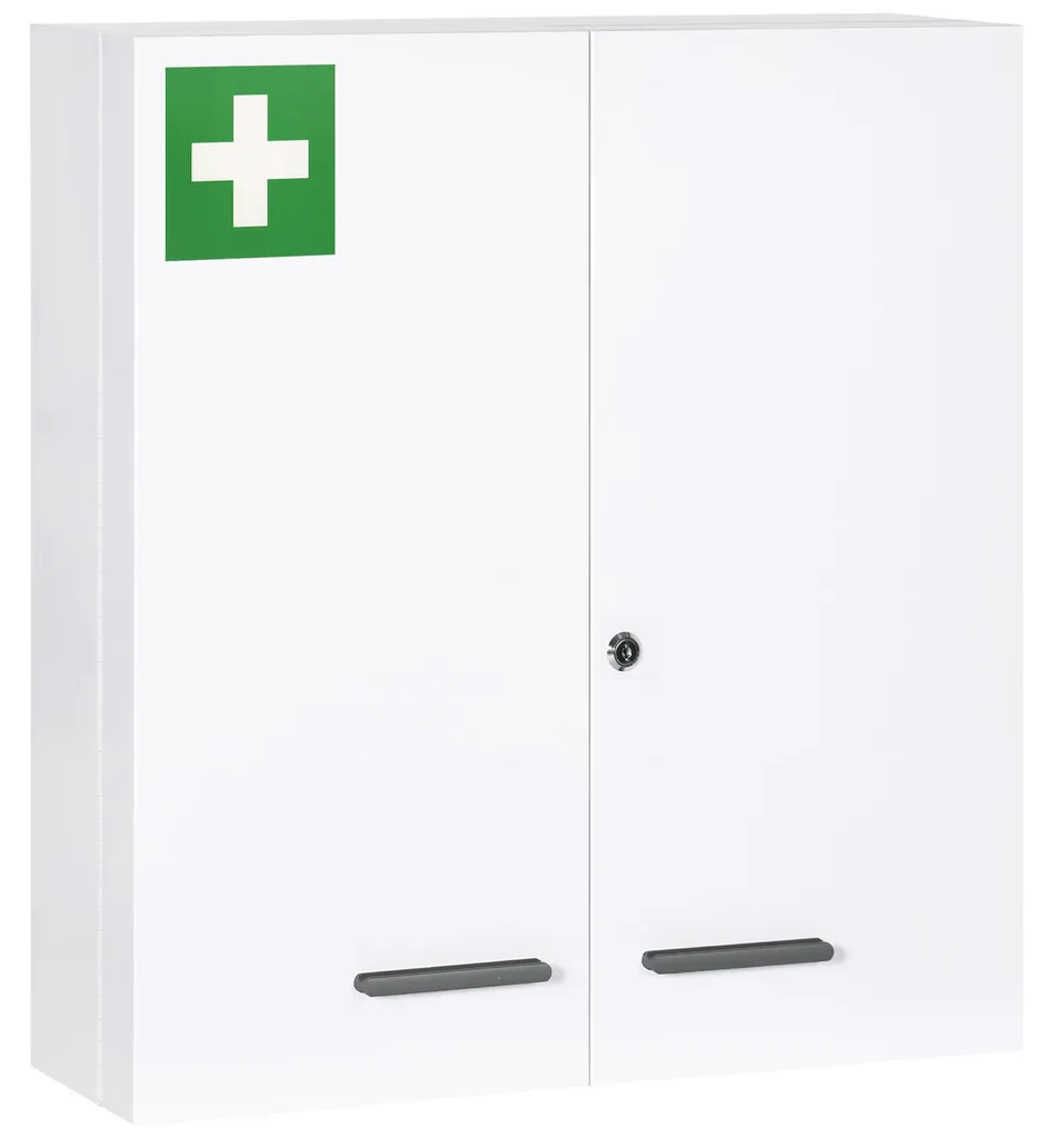 Armoire à pharmacie pour famille 6 étagères verrouillables blanc mat