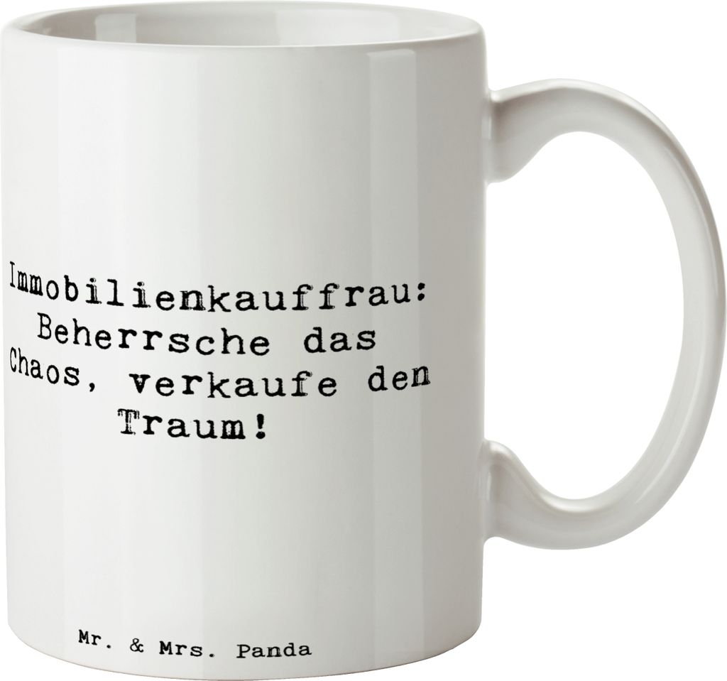 Mr. & Mrs. Panda Teetasse Spruch Immobilienkauffrau - Weiß - Geschenk, Chaosbeherrschung, Pott, Berufsgestaltung, Becher, Tasse, Beruf, verkaufe d...