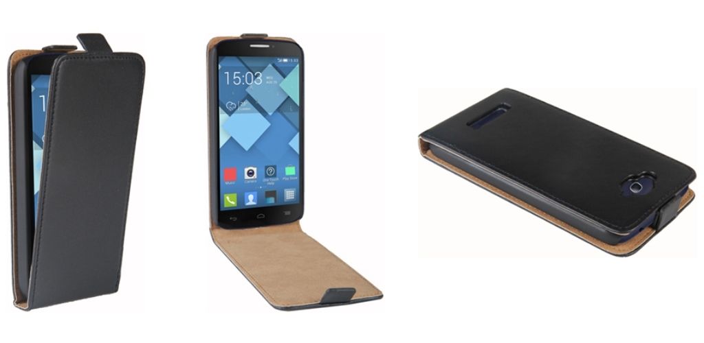 Custodia Flip per Alcatel One Touch Pop C7 Nero ultra Immagine del prodotto 