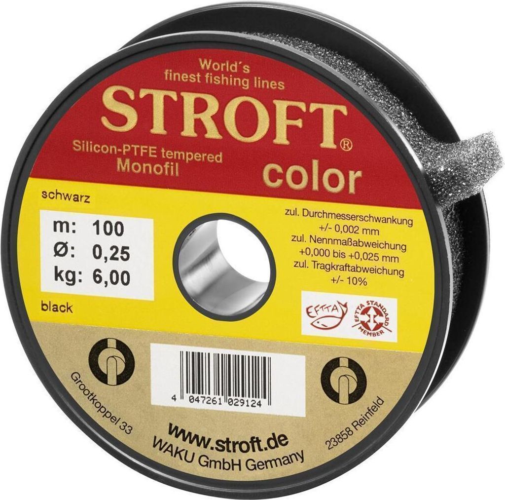 STROFT Color Monofile Angelschnur Schwarz 0,16mm 2,5kg 300m