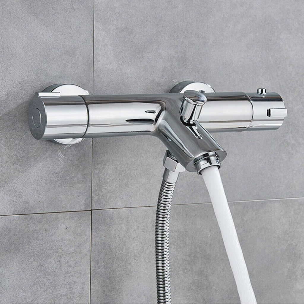 Badewannenarmatur mit Thermostat Duschset Badarmatur Wannenbatterie Chrom System