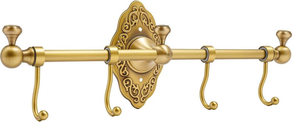 Handtuchhalter - Wandmontierte Handtuchstange - Mit Haken - Einreihig - Kupfer - Für Bad - Gold