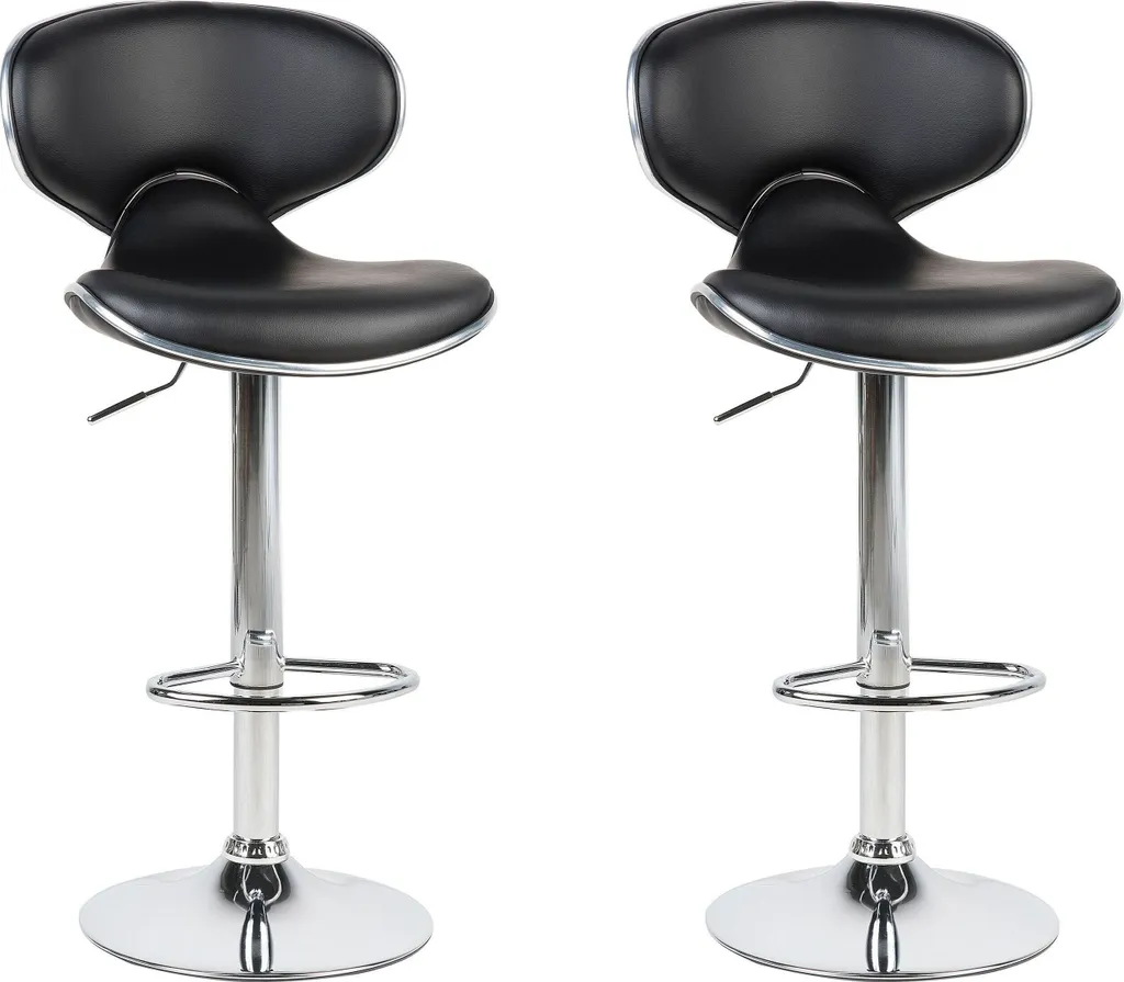 Tabouret de Bar Design Noir avec Repose-pieds Lot de 2 pour Cuisine