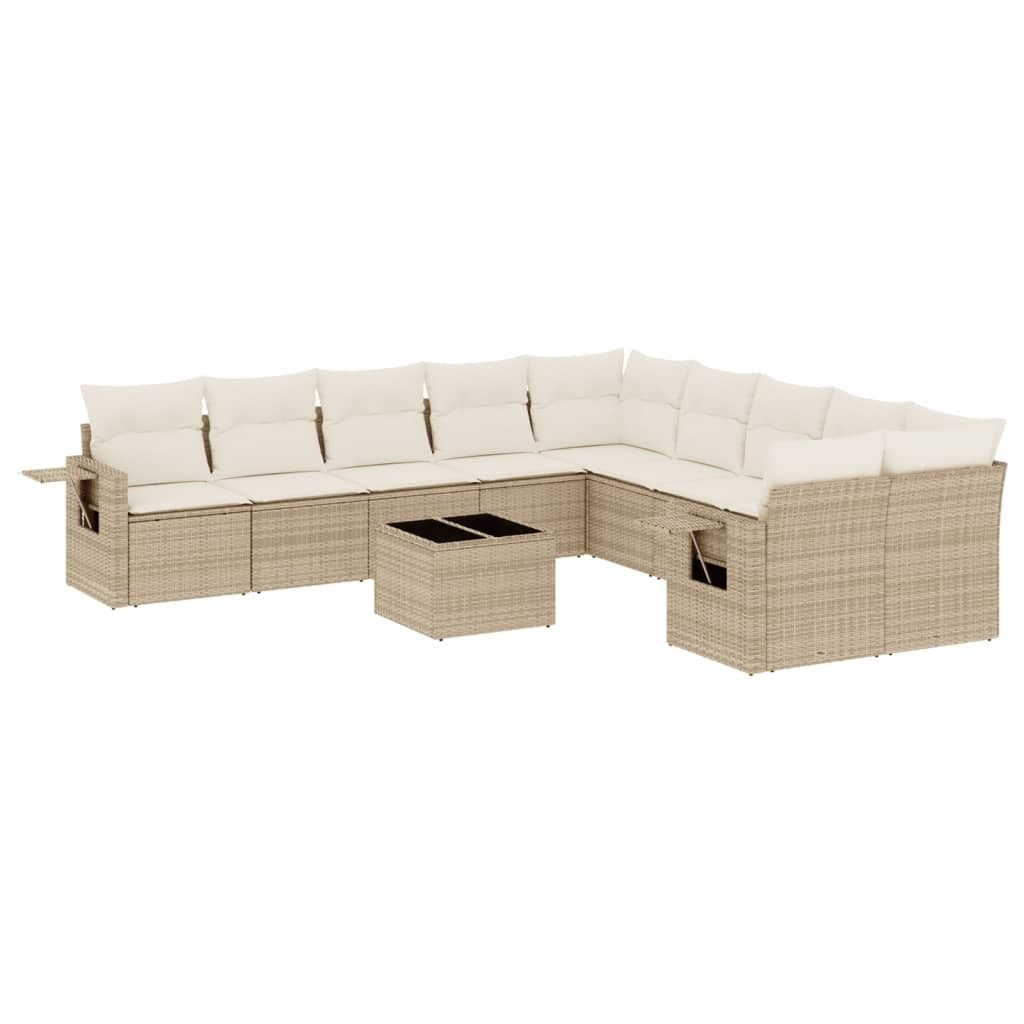 "2026 Aktion" 11-tlg. Garten-Lounge-Set - elegantes Design - Sitzgruppe/Gartengarnitur - mit Kissen Beige Poly Rattan - Terassenmöbel NeuMöbel306855
