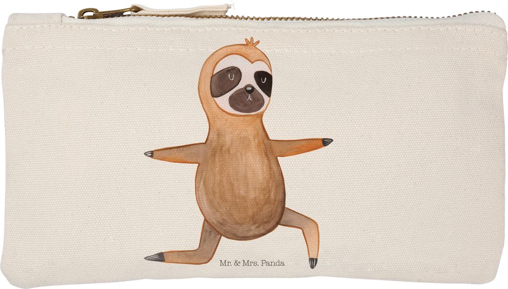Mr. & Mrs. Panda Federmappe Faultier Yoga Größe S Klein - Weiß - Geschenk, Yogaübungen, kosmetiktäschchen, beauty case, Waschtasche, Namaste, ...