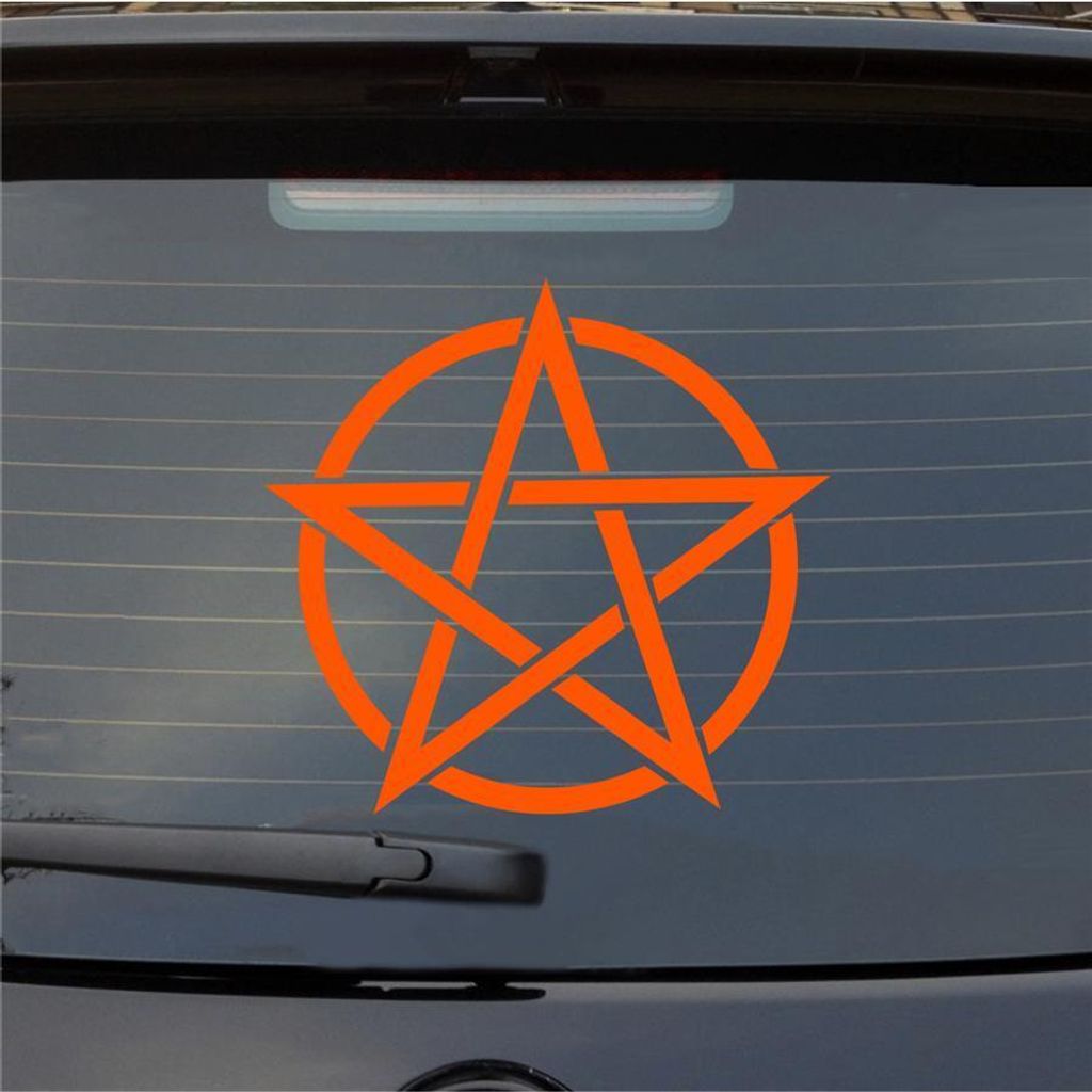 Heckscheibenaufkleber Pentagram Druidenfuß Gothic 54x51 cm Orange Auto Aufkleber Sticker