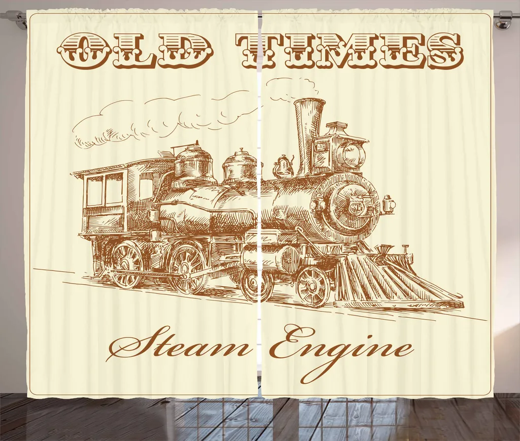Rideau ABAKUHAUS Machine à Vapeur Style Vieux Train Vintage 280x225cm